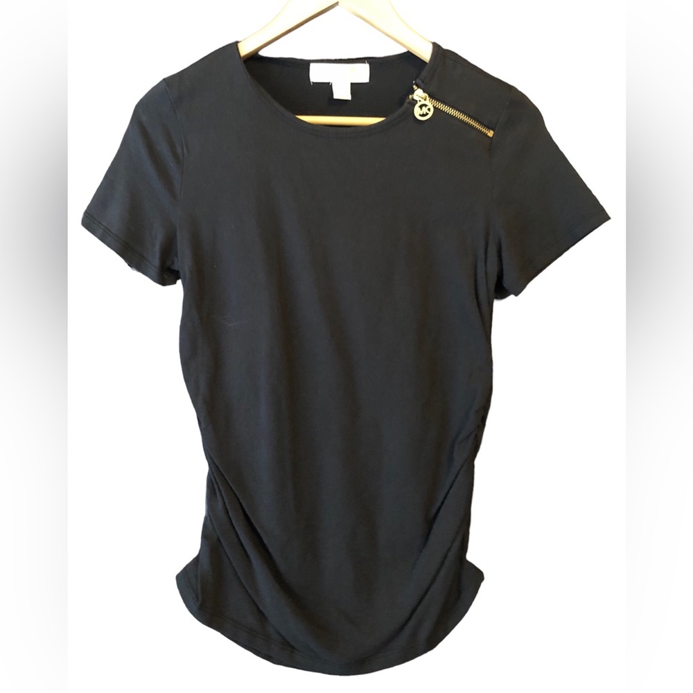 Black, Michael Kors, top with cinched sides.